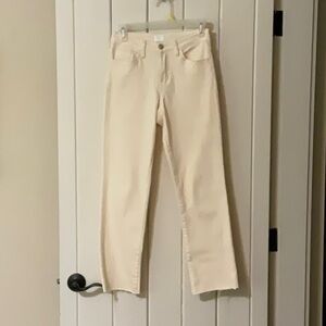 Vervet  ivory cropped jeans size 25. Raw hem. New without tags